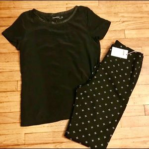 2piece Black Blouse & AVA dress pant set Small